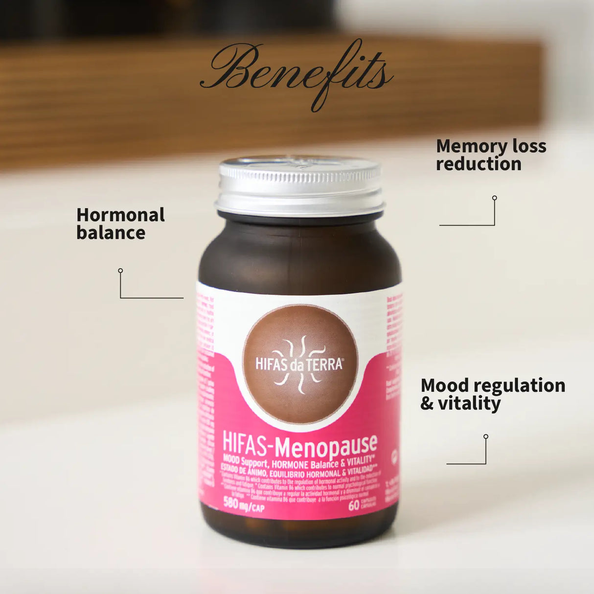 Hifas-Menopause (Reishi, Cordyceps, Lion's Mane, Ashwaghandha KSM 66 and Green Tea extract) capsules