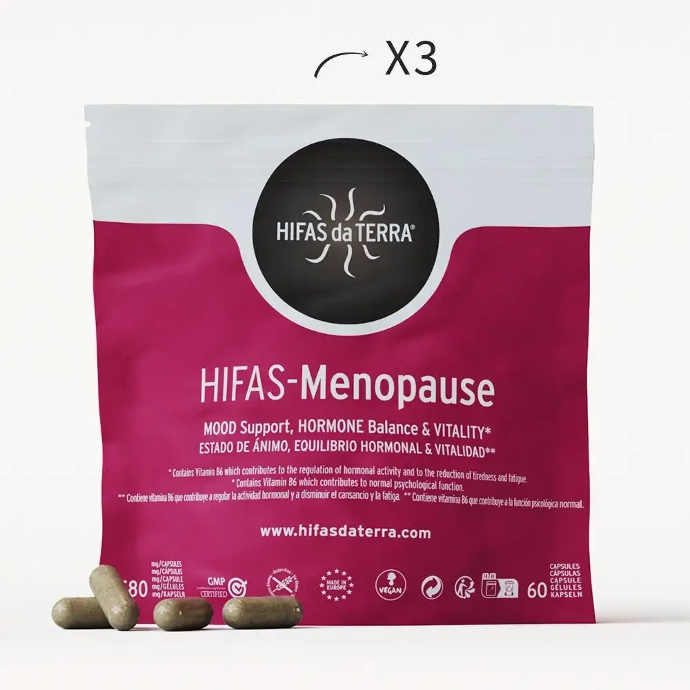 Hifas-Menopause (Reishi, Cordyceps, Lion's Mane, Ashwagandha KSM 66 and Green Tea extract) capsules