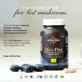 Mico-Five Pure extracts from Reishi, Shiitake, Maitake, Sun and Chaga Mushrooms